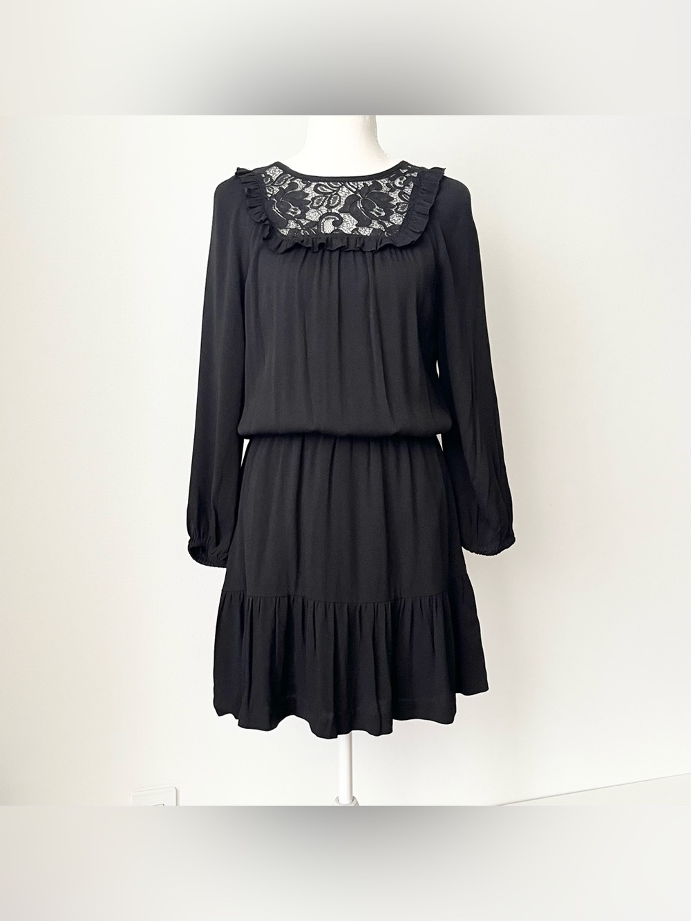 NWT Joie Nikita Little Black Mini Dress LBD XS Lace Ruffles Whimsigoth Feminine